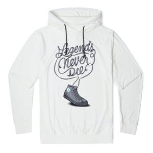 RSVLTS Legends Never Die Performance Hoodie in White — front view