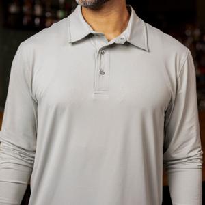 RSVLTS Limestone Commuter Long Sleeve Polo — front view