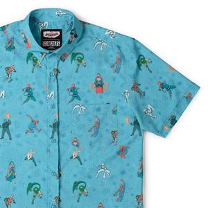 RSVLTS After-School Activities KUNUFLEX Short Sleeve Shirt in Blue — front view