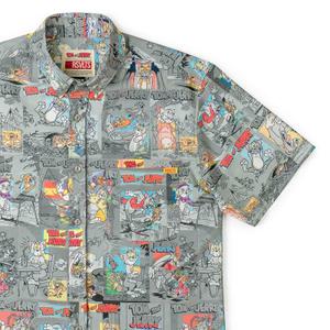 RSVLTS Comic Chaos KUNUFLEX Short Sleeve Shirt in Gray — front view