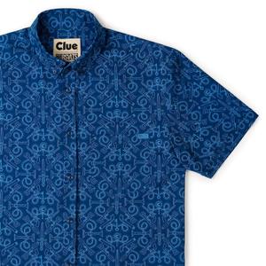 RSVLTS Choose Your Weapon KUNUFLEX Short Sleeve Shirt in Blue — front view