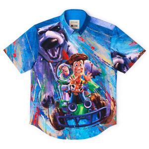 RSVLTS Escaping Scud KUNUFLEX Short Sleeve Shirt in Blue — front view