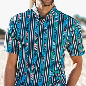 RSVLTS Dream Between the Lines KUNUFLEX Short Sleeve Shirt in Blue — front view