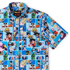 RSVLTS Dragon Ball A-Z KUNUFLEX Short Sleeve Shirt in Blue — front view