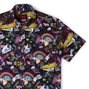 RSVLTS Dimensions Collide KUNUFLEX Short Sleeve Shirt in Black — front view
