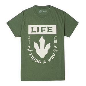 RSVLTS Life Finds a Way Crewneck Tee in Green — front view