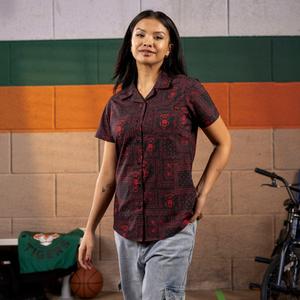 RSVLTS Welcome to Hellfire Women's KUNUFLEX Short Sleeve Shirt in Black — front view