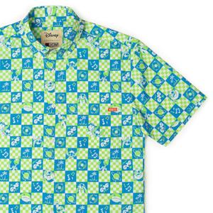 RSVLTS Galactic Groovin' KUNUFLEX Short Sleeve Shirt in Green — front view
