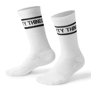 RSVLTS Dare Mighty Things (White) Crew Socks in White — front view