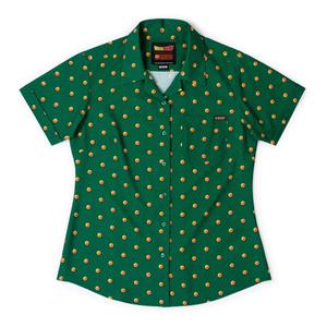 RSVLTS Dragon Balls Women's KUNUFLEX Short Sleeve Shirt in Green — front view