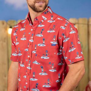 RSVLTS Lincoln Dogs KUNUFLEX Short Sleeve Shirt in Orange — front view