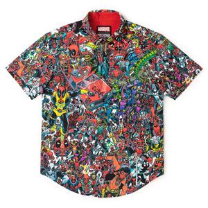 RSVLTS Wade Parade KUNUFLEX Short Sleeve Shirt in Gray — front view