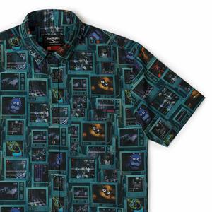 RSVLTS Night Shift Nightmare KUNUFLEX Short Sleeve Shirt in Blue — front view