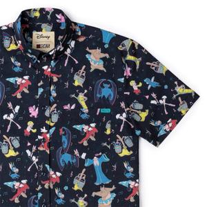 RSVLTS Stellar Symphony KUNUFLEX Short Sleeve Shirt in Black — front view