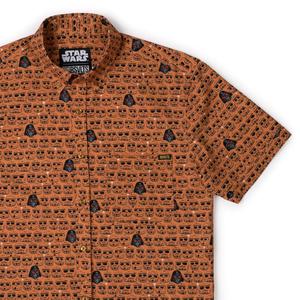RSVLTS Carved Wars KUNUFLEX Short Sleeve Shirt in Orange — front view