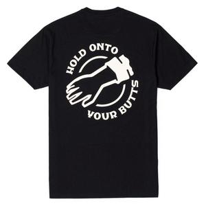 RSVLTS Hold Onto Your Butts Crewneck Tee in Black — front view