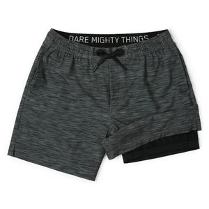 RSVLTS Heather Black V1 Lined Training Shorts in Black — front view