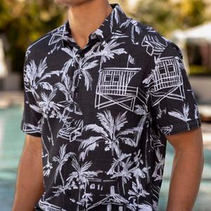 RSVLTS Bungalow Bamboo Short Sleeve Shirt in Black — front view