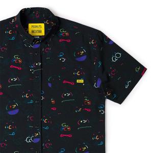 RSVLTS Good Grief! KUNUFLEX Short Sleeve Shirt in Black — front view