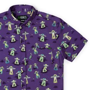 RSVLTS Scream Me Up! KUNUFLEX Short Sleeve Shirt in Purple — front view
