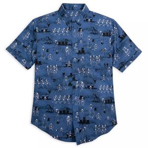 RSVLTS Skeleton Dance KUNUFLEX Short Sleeve Shirt in Blue — front view