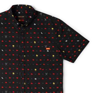 RSVLTS The Silver Tuna KUNUFLEX Short Sleeve Shirt in Black — front view