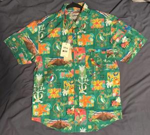 RSVLTS The Enchanted Tiki Room KUNUFLEX Short Sleeve Shirt in Green — front view