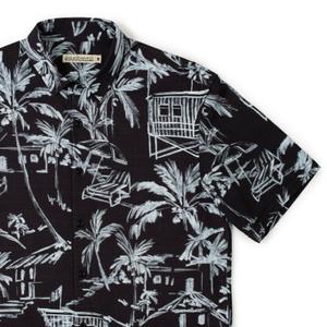 RSVLTS Bungalow (Bamboo) KUNUFLEX Short Sleeve Shirt in Black — front view