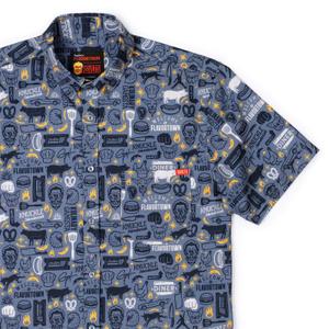 RSVLTS Mayor of Flavortown KUNUFLEX Short Sleeve Shirt in Gray — front view