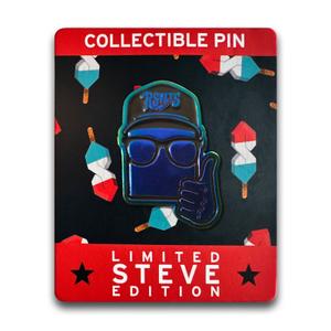 RSVLTS Stephen Gebhardt Thumbs Up (Holo) Enamel Pin in Dark Blue — front view