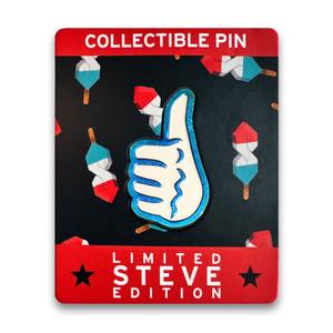 RSVLTS Stephen Gebhardt Thumb (Holo) Enamel Pin in White — front view